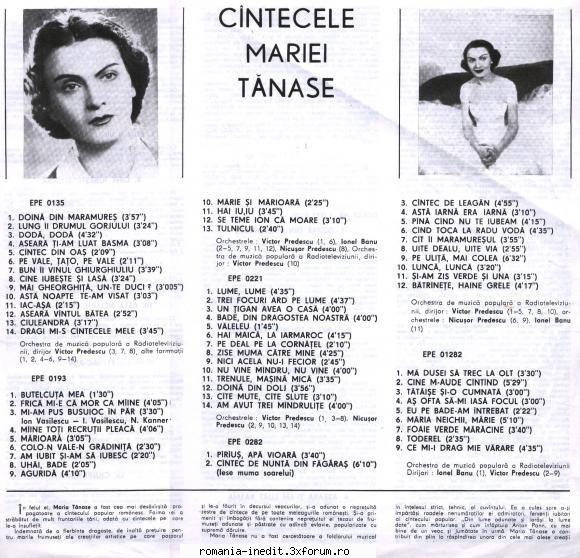 Discuri vinil cu muzica populara - Raritati - Maria Tanase 01.Ma - Muzica populara romaneasca - Romanian folk