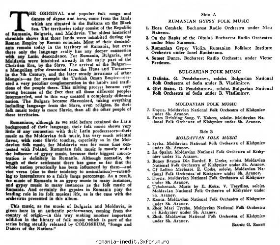 Discuri vinil cu muzica populara - Raritati - Dances from the Lan - Muzica populara romaneasca - Romanian folk