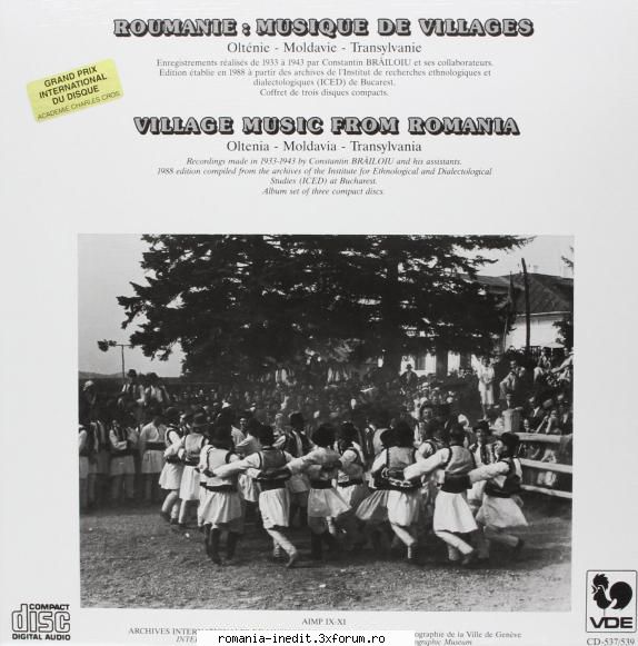 village music from romania: oltenia - moldavia - - recordings made in 1933-1943 by constantin