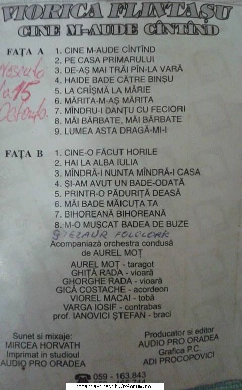 Discuri vinil cu muzica populara - Raritati - Viorica Flintasu - Muzica populara romaneasca - Romanian folk
