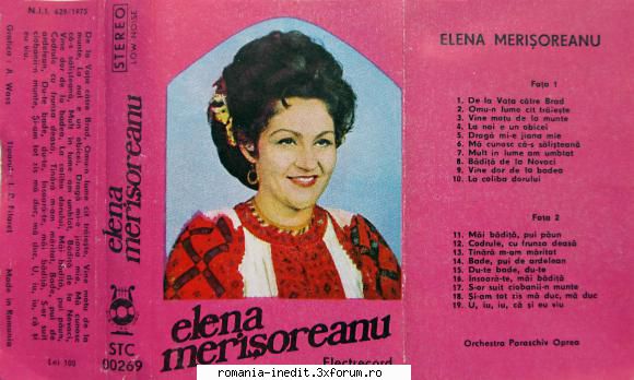 Elena Merisoreanu STC 00269 - A1.De la Vața către Brad - Muzica populara romaneasca - Romanian folk