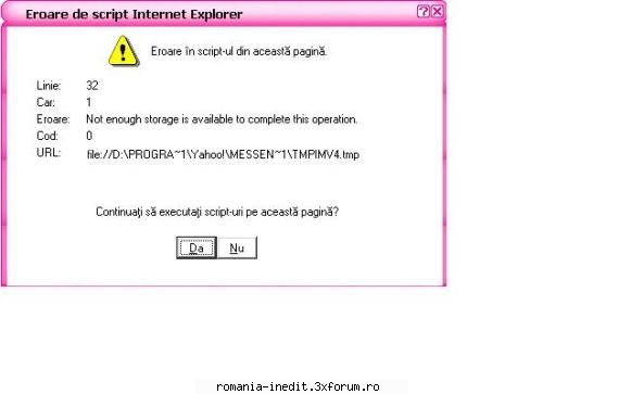 Eroare in yahoo messenger - Eroarea asta apare cand vrei sa tastezi un mesaj - Tech Support