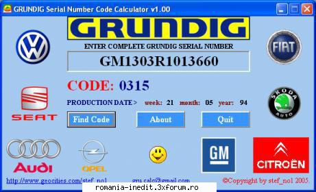 GRUNDIG serial number code calculator - Caut acest soft de decodare dupa serial. Ofer la - Request