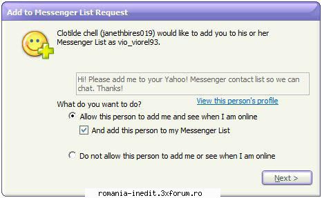 ID de messenger "dubios" - Aseara pe la 1 noaptea am primit o cerere de - Off Topic