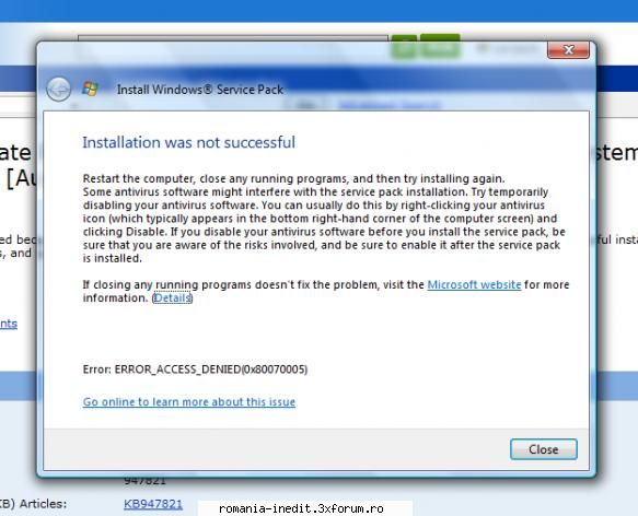 Instalare -Vista SP2- - Am Windows Vista Ultimate sp1 x64 si vreau sa - Tech Support
