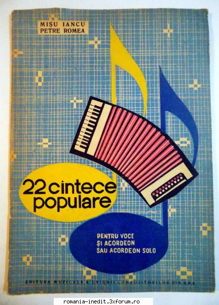 Instrumente muzicale si partituri - 22 Cantece populare pentru acordeon - Carti in limba romana