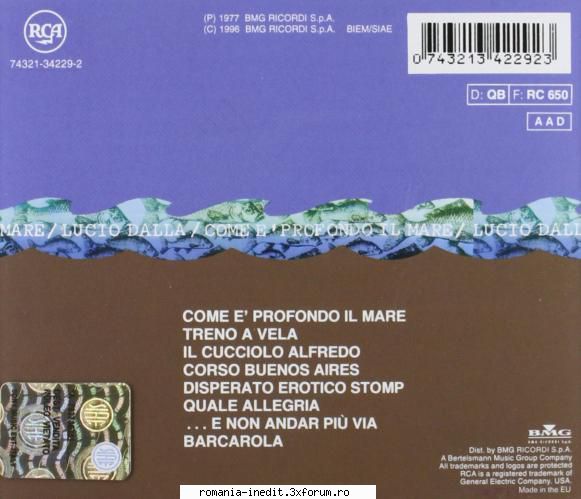 Lucio Dalla - Come E' Profondo Il Mare (1977) - Lucio Dalla - Come E' Profondo Il - International MP3 albums