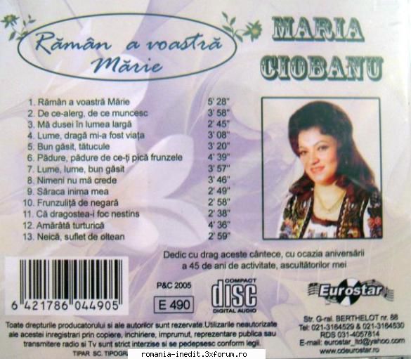 Maria Ciobanu - Raman a voastra Maria - Download: Cu multumiri - Muzica populara romaneasca - Romanian folk