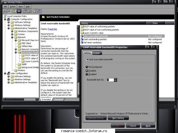 Marire viteza internet in XP - Trebuie să scrieţi "gpedit.msc" �n - Tech Support