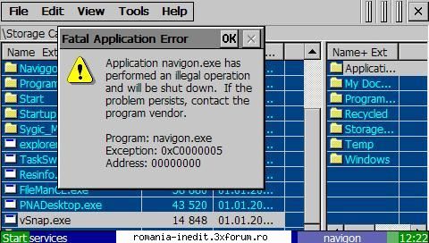 Navigon error - scuze ..am revenit cu un capture ..de error - Mobile/ PDA / GPS Tech Support
