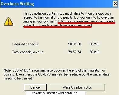 Pot scrie 800 mega pe un cd de 700? - Am urmat pasii tai dar cind dau sa scrie imi - Tech Support