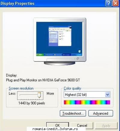 Problema Display Properties Win XP - Am un Win XP la care in Display Properties nu - Tech Support