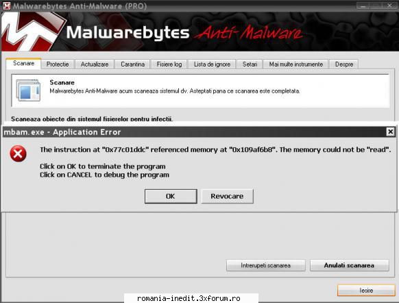 Problema cu Malwarebytes Anti-Malware - Dupa ce incep sa scanez cu Malwarebytes - Tech Support