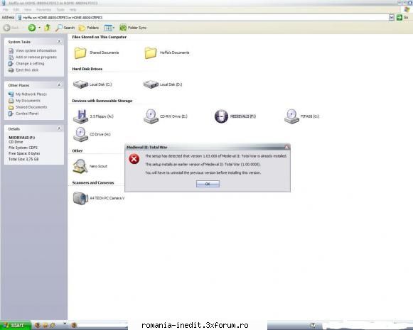 Problema de functionare joc PC - Eroare instalare Medieval2TotalWar - Va salut! De curand am - Tech Support