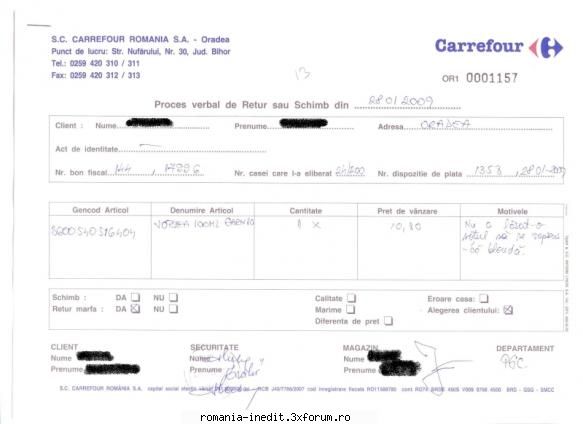 Proces verbal retur - motivul returului - mitadaniel - Funny