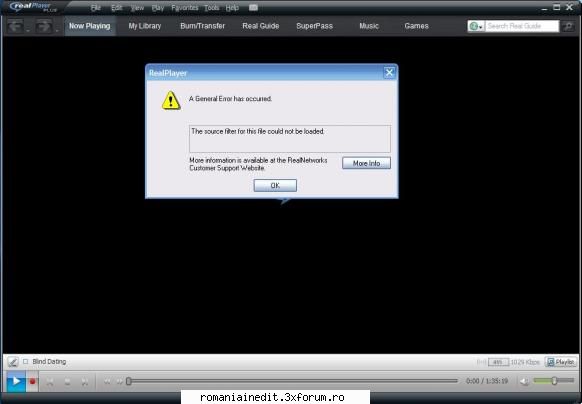 nu stiu ce s-a intamplat cu real playerul meu de nu mai primesc acest mesaj: a general error has