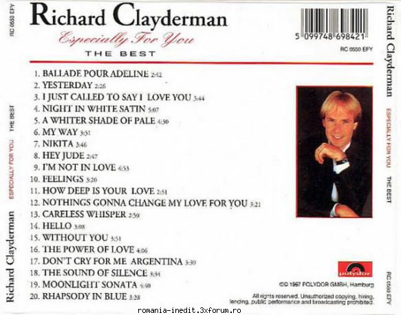 Richard Clayderman - Especially for you (The Best) - Richard Clayderman - Especiall - International MP3 albums
