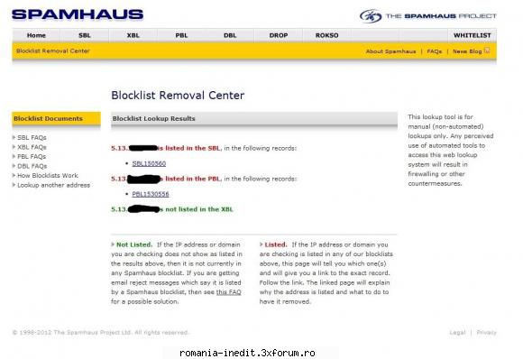 Schimbare clasa de adrese ip RDS - This IP address has been blocked by Spamhaus.org - Off Topic