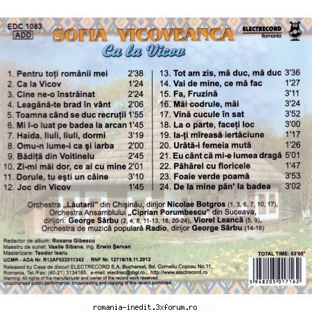 Sofia Vicoveanca Ca la Vicov EDC - faneviteza - Muzica populara romaneasca - Romanian folk