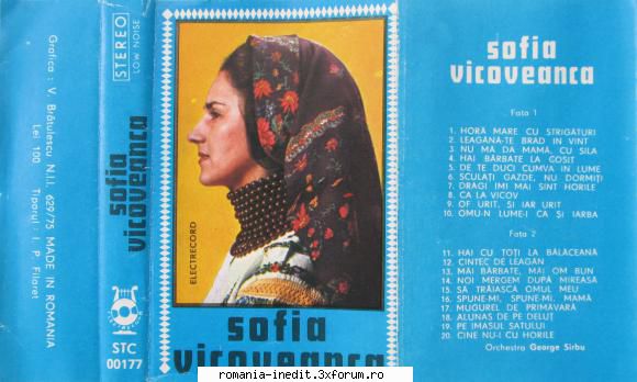 Sofia Vicoveanca STC 00177 - A1 Horă Mare Cu Strigături - Muzica populara romaneasca - Romanian folk