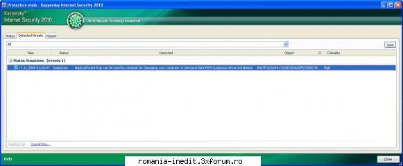 Threats in KIS 2010 - KIS 2010 mi-a gasit un threat care suna asa - Tech Support