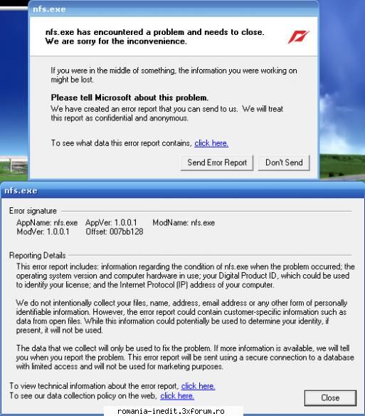 Undercover - Stie cineva de ce apare eroarea asta?...si la - Tech Support