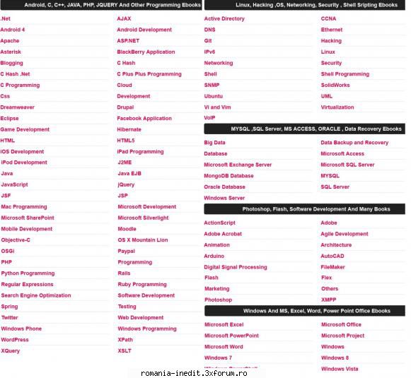 Websites to Download Ebooks - un site de free ebooks din domeniul IT, pe - Carti in limbi straine