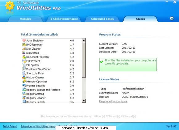 WinUtilities Professional Edition 9.97+ serials - Reparatii, Optimizează - New Softwarez