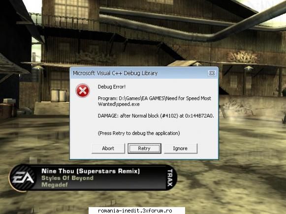 eroare NFS: Most Wanted - mia aparut eroarea asta cand intru in joc... ce e - Tech Support