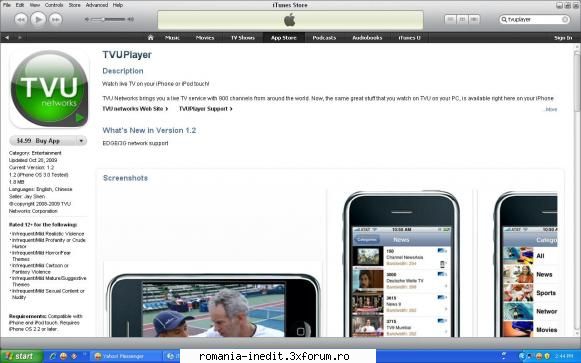 iPHONE - Aplicati de TOP si setari - tvu player cateva zeci de canale tv online - PDA / Mobile Technology