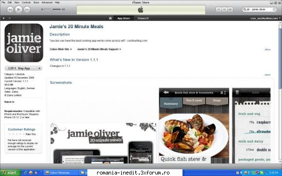 iPHONE - Aplicati de TOP si setari - 20 Minute Meals - Jamie Oliver daca aveti o - PDA / Mobile Technology