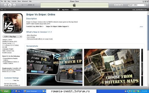 iPHONE - Aplicati de TOP si setari - Sniper vs Sniper un joc care imi place foarte - PDA / Mobile Technology
