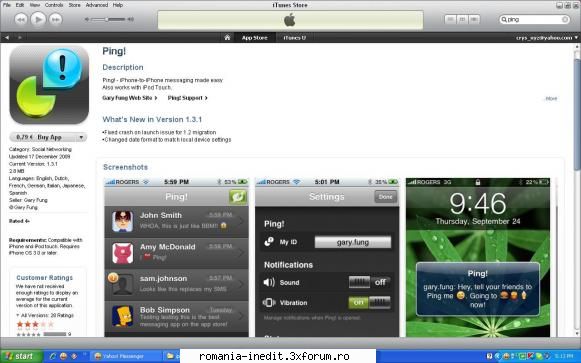 iPHONE - Aplicati de TOP si setari - Ping este un program asemanator sms dar gratis - PDA / Mobile Technology