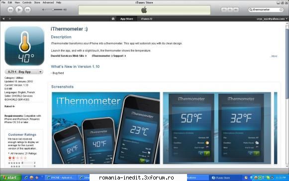 iPHONE - Aplicati de TOP si setari - iThermometer necesita conexiune internet - PDA / Mobile Technology