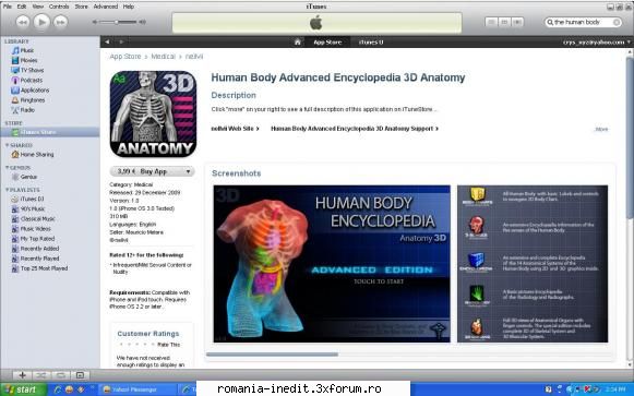 iPHONE - Aplicati de TOP si setari - Human body advanced encyclopedia 3D anatomy - PDA / Mobile Technology