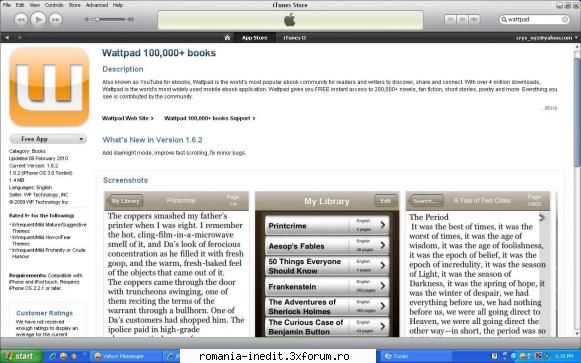 iPHONE - Aplicati de TOP si setari - Wattpad - este un e-book reader, un program - PDA / Mobile Technology