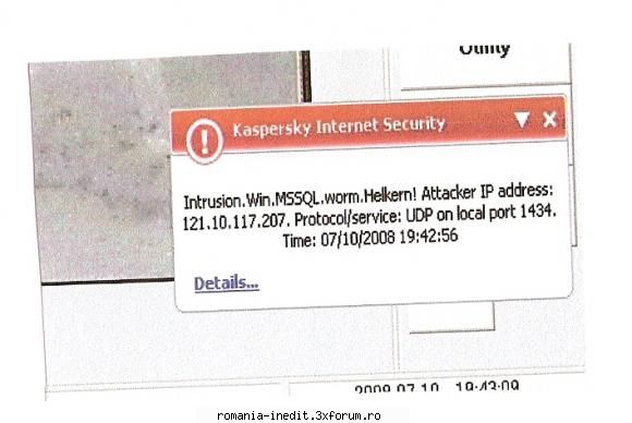 intrusion worm helkern - la cateva minute dupa conectarea la net, kasp - Tech Support