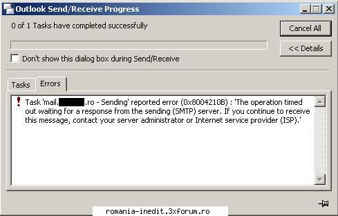 microoft outlook error - Am creat un cont de mail in outlook 2003 ca la - Tech Support