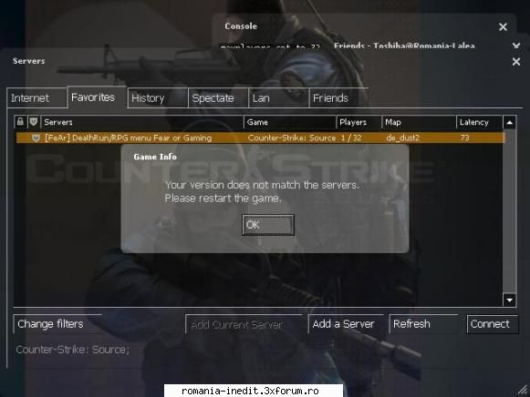 nu pot sa joc Counter Strike Source oNline - imi apar eroarea asta.... ce sa fac??? - Tech Support