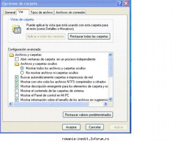 o rugaminte - panoul de control -> optiuni de foldar -> arata - Tech Support
