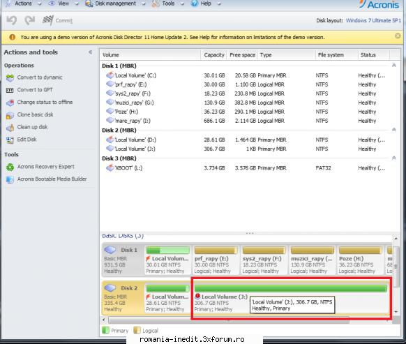 problema cu o partitie - am instalat acronis disk director si imi da asa - Tech Support