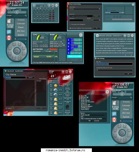 teme XWidget - o noua versiune contine: -radio online -media - Freeware & Open Source